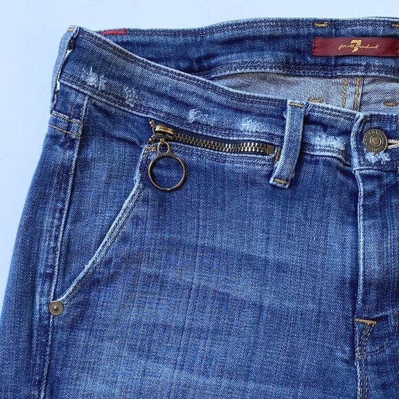 7 For All Mankind Womens Flare Wide Bootcut Jeans 28 Raw Hem Zippers Low Rise - Picture 5 of 15